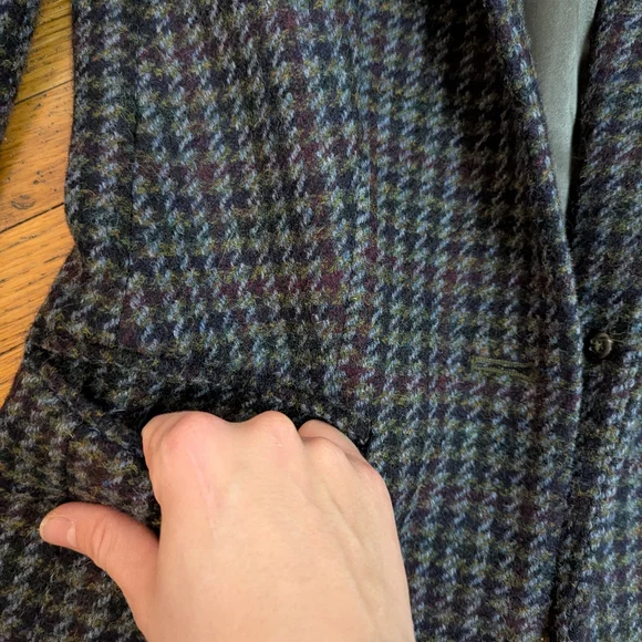 J. Crew. Houndstooth Regent Wool Blazer In Olive Amber Size 00 - Picture 9 of 12